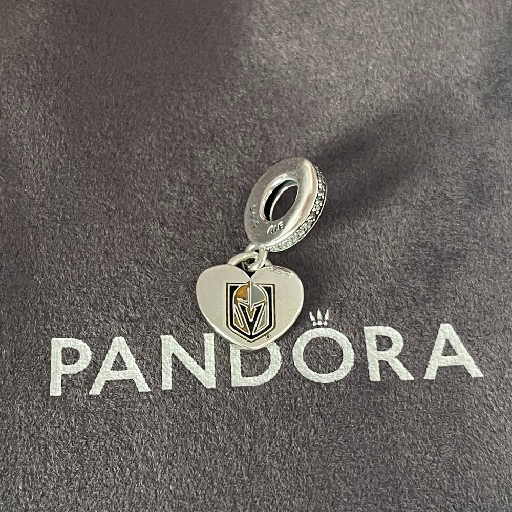 Pandora Vegas Golden Knights Heart Dangle Charm